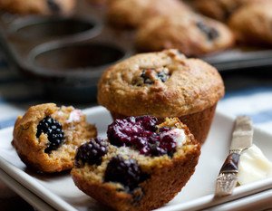 Blackberry Cornmeal Muffins with Butter