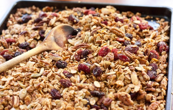 Olive Oil Granola Out of the Oven