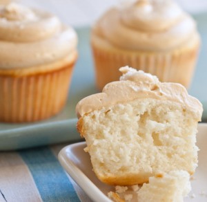 eating a caramel cupcake
