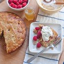 cornmeal cake with raspberries