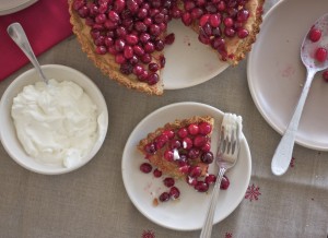 cranberry tart with hazelnut crust