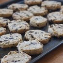 whole wheat hazelnut cookies with currants and cocoa nibs
