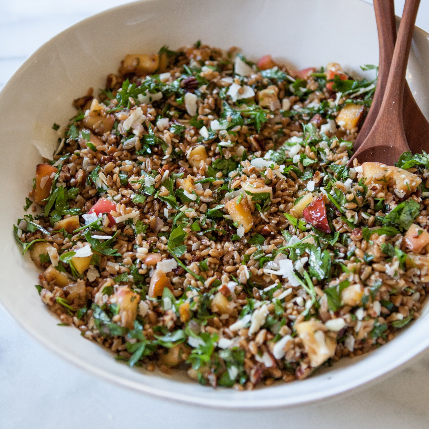 Farro Salad with Honeyed Apples, Parmesan and Herbs A Sweet Spoonful