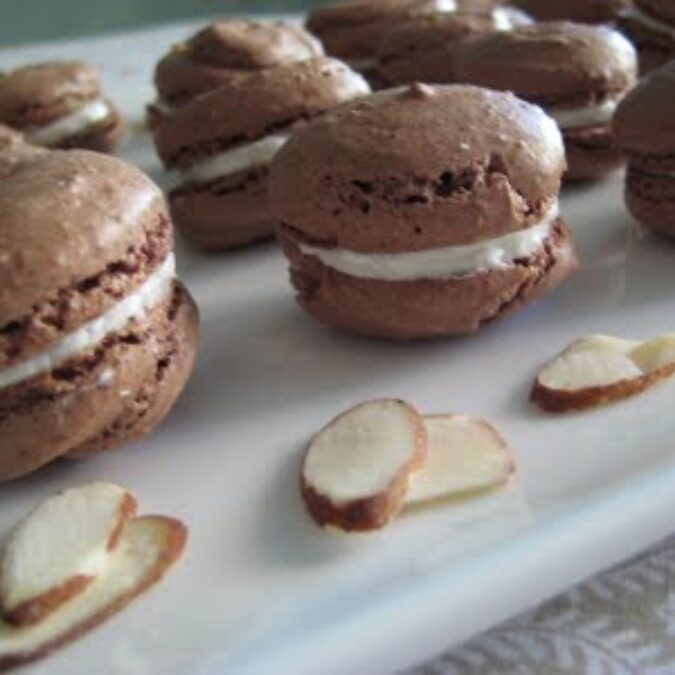 Chocolate Macarons with Almond Filling