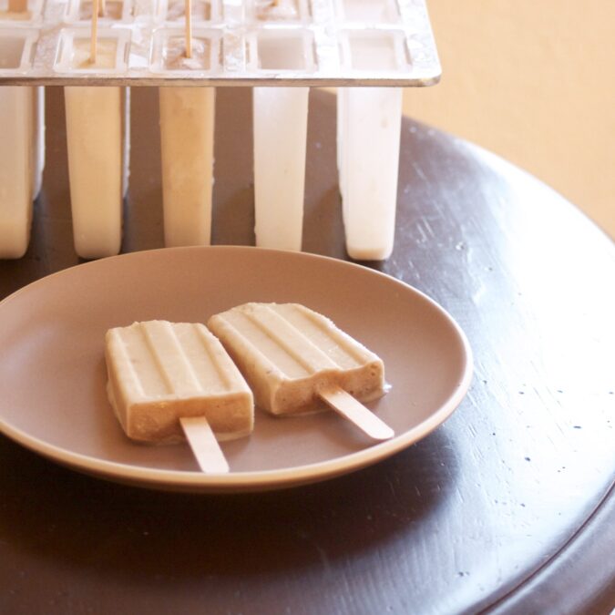 Creamy Banana Bourbon Popsicles