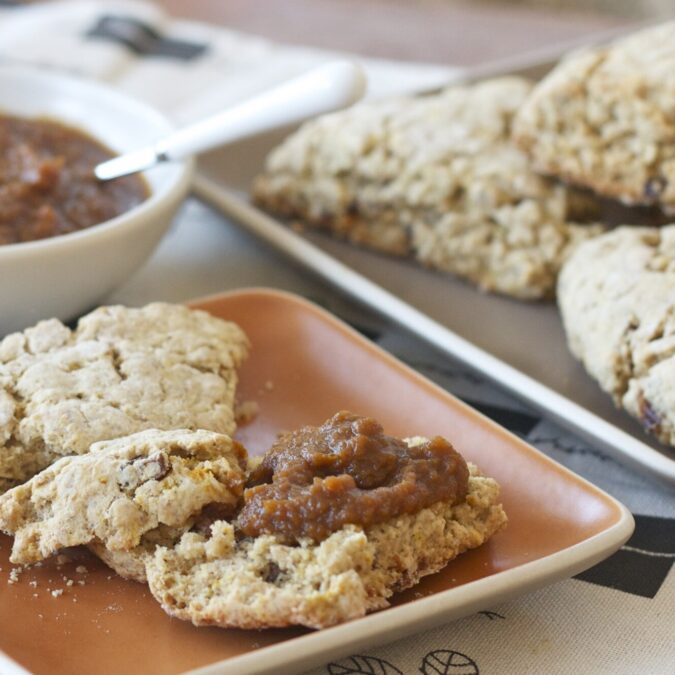 Date Oat Scones with Homemade Pumpkin Butter