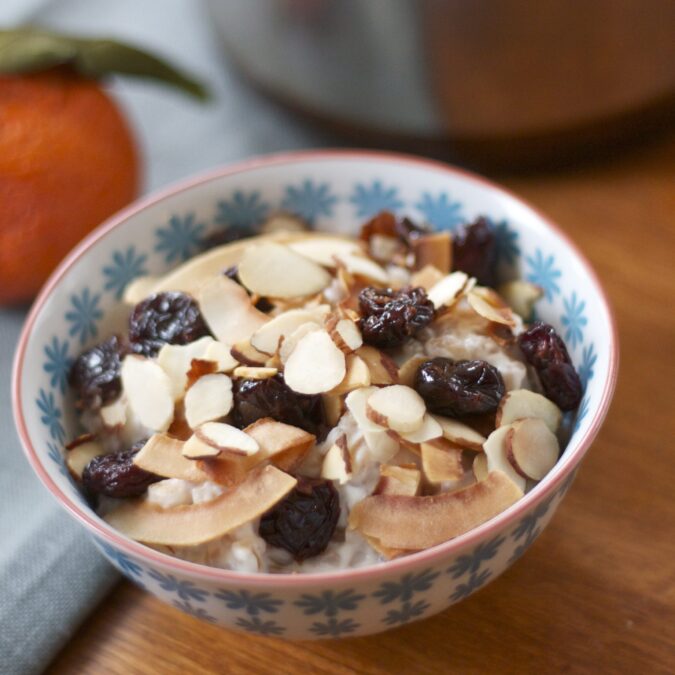 Warm Farro Salad with Coconut, Almonds and Cherries