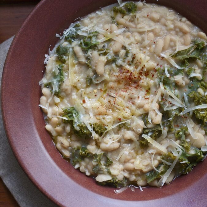 White Bean, Barley and Kale Stew