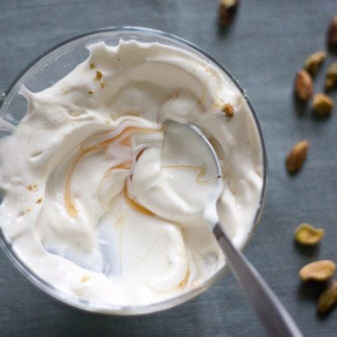 Buttermilk Yogurt with Mango and Ground Pistachio