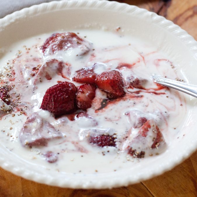 Homemade Yogurt with Roasted Strawberries & Toasted Amaranth