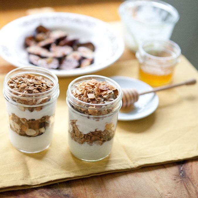 Honey-Roasted Fig, Almond and Toasted Coconut Parfaits