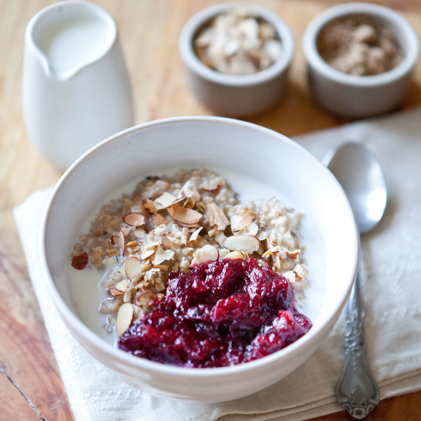 Spiced Steel Cut Oats Porridge with CranberryGinger Sauce