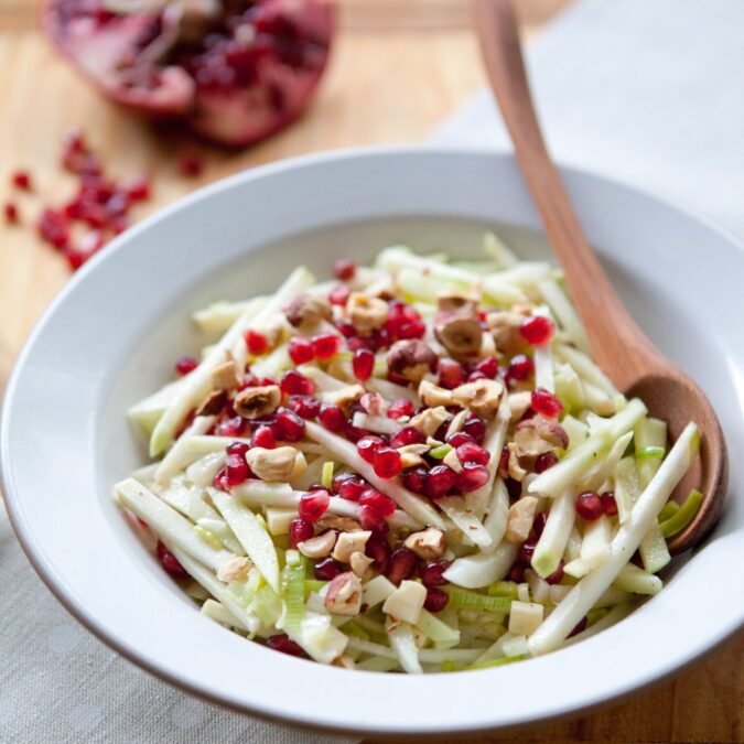 White Salad with Pomegranate and Hazelnuts