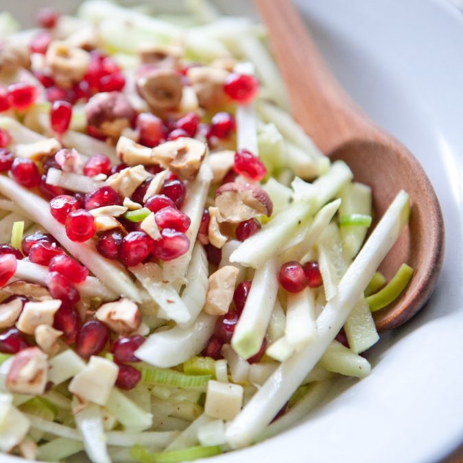 White Salad with Pomegranate and Hazelnuts