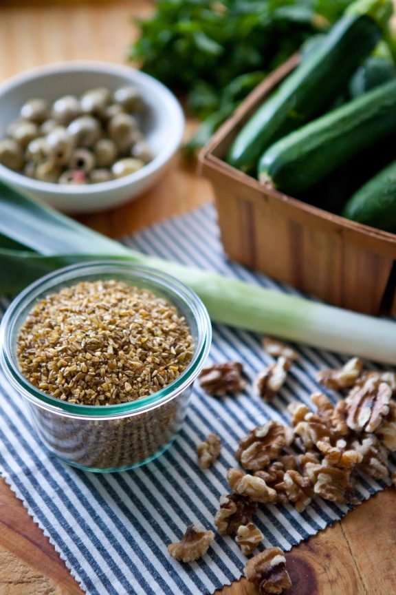 Freekeh Salad with Zucchini, Green Olives and Walnuts | A Sweet Spoonful