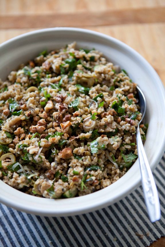 Freekeh Salad with Zucchini, Green Olives and Walnuts | A Sweet Spoonful