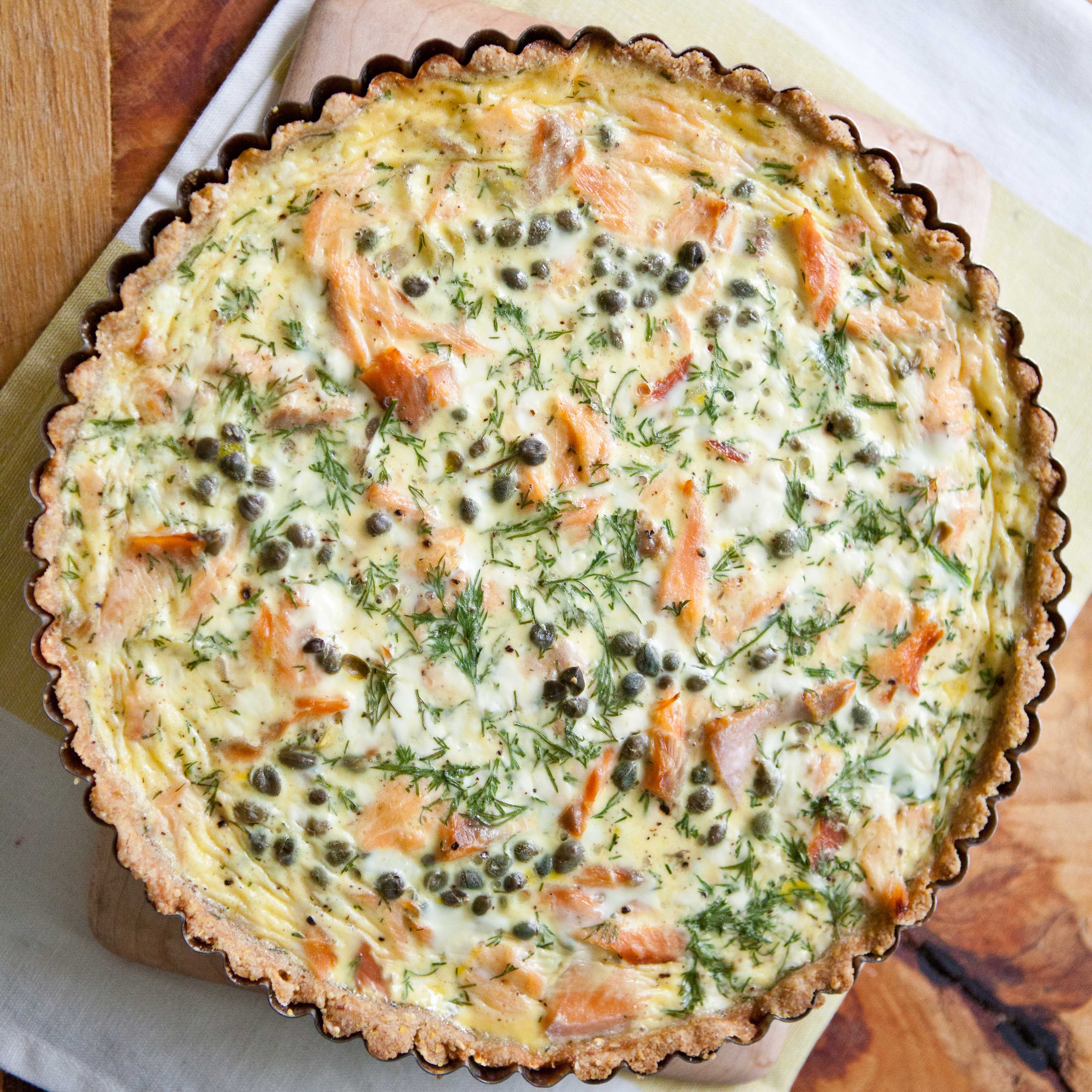 Smoked Salmon and Crème Fraîche Tart with a Cornmeal Millet Crust
