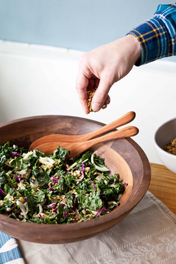 Kale Power Salad with Sunflower Crumble | A Sweet Spoonful
