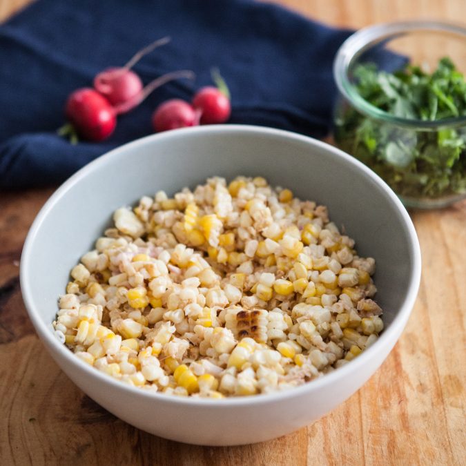Grilled Corn Salad with Lime Mayo, Cilantro and Radishes | A Sweet Spoonful