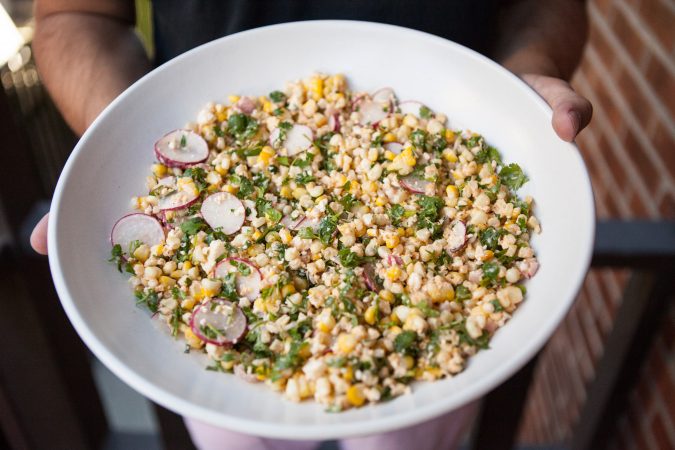 Grilled Corn Salad with Lime Mayo, Cilantro and Radishes | A Sweet Spoonful