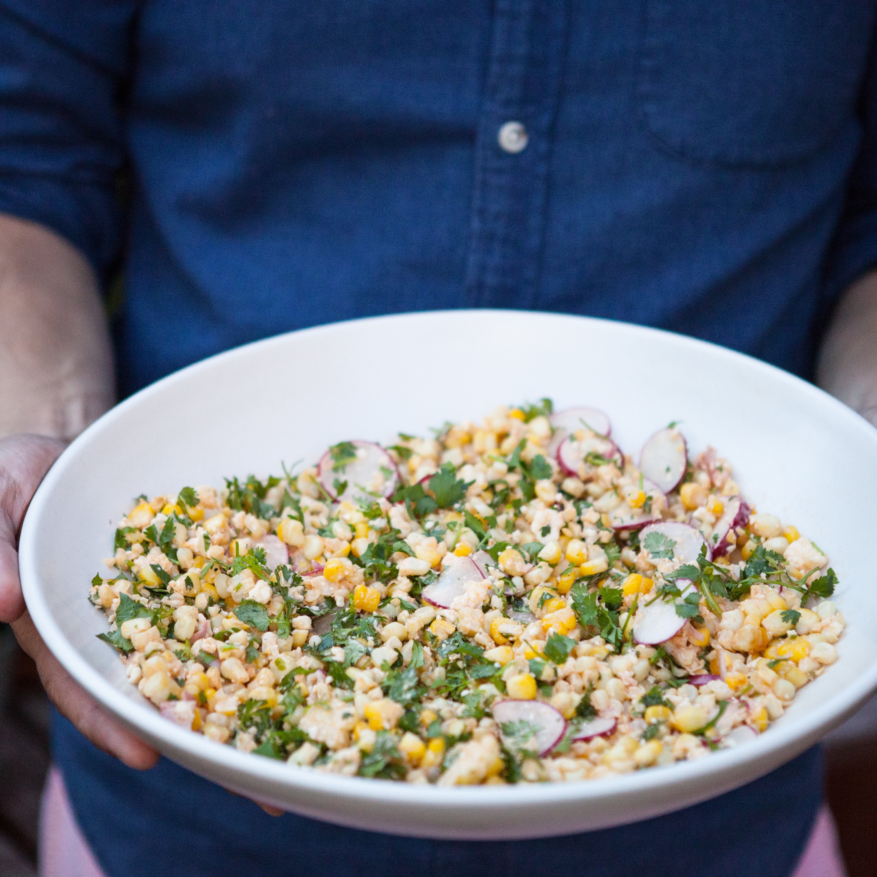 Kristin S Grilled Corn Salad With Lime Mayo Cilantro And Radishes A Sweet Spoonful
