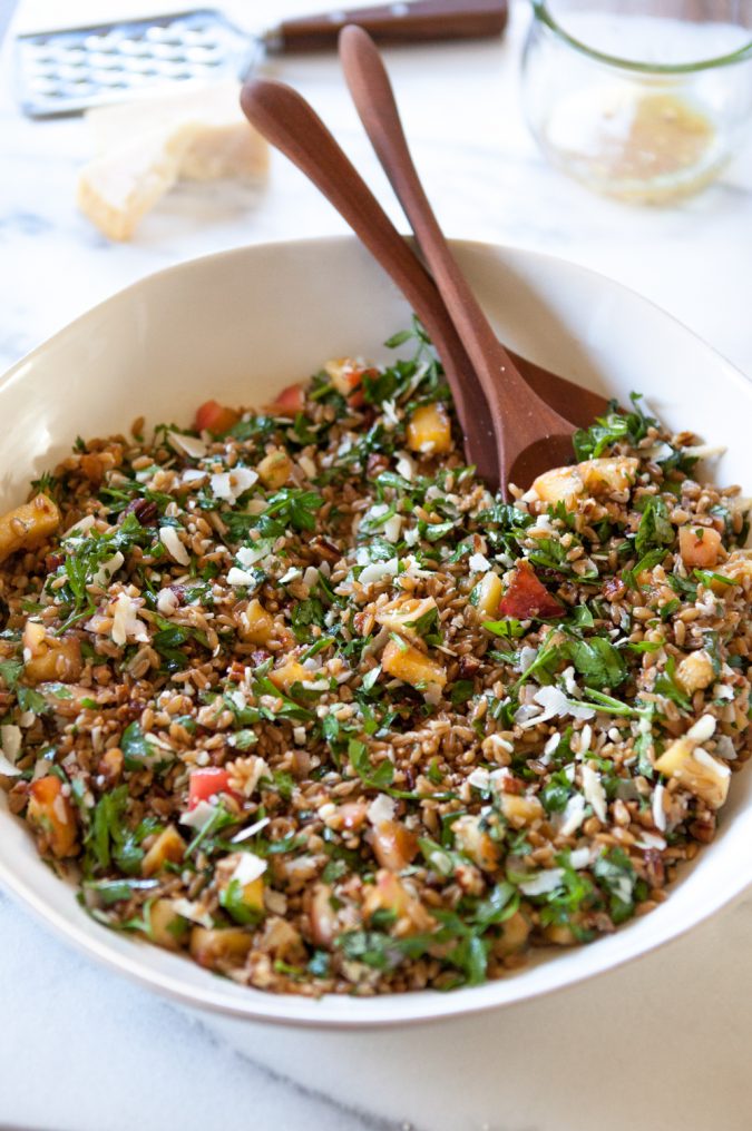 Farro Salad with Honeyed Apples, Parmesan and Herbs 