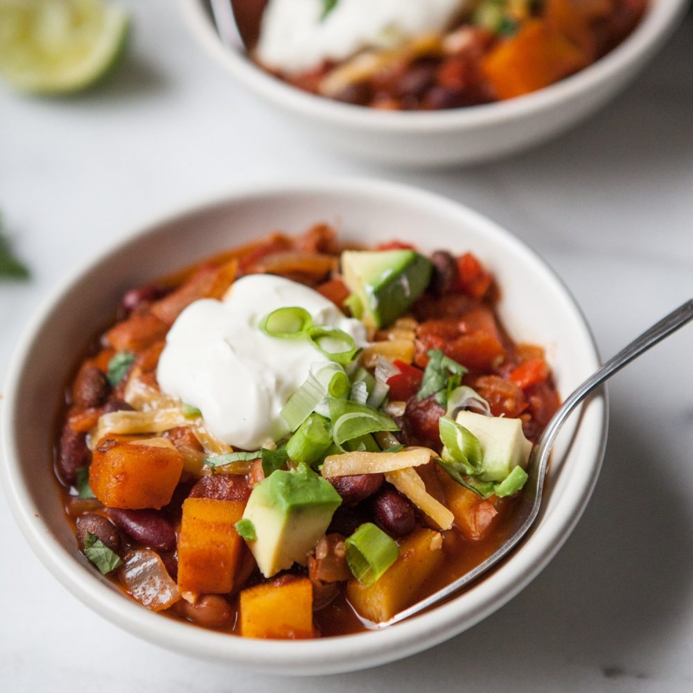 Smoky Butternut Squash and Three Bean Chili - A Sweet Spoonful
