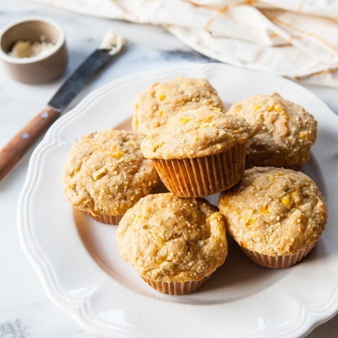 Cheesy Corn Muffins with Green Chiles and Millet | A Sweet Spoonful