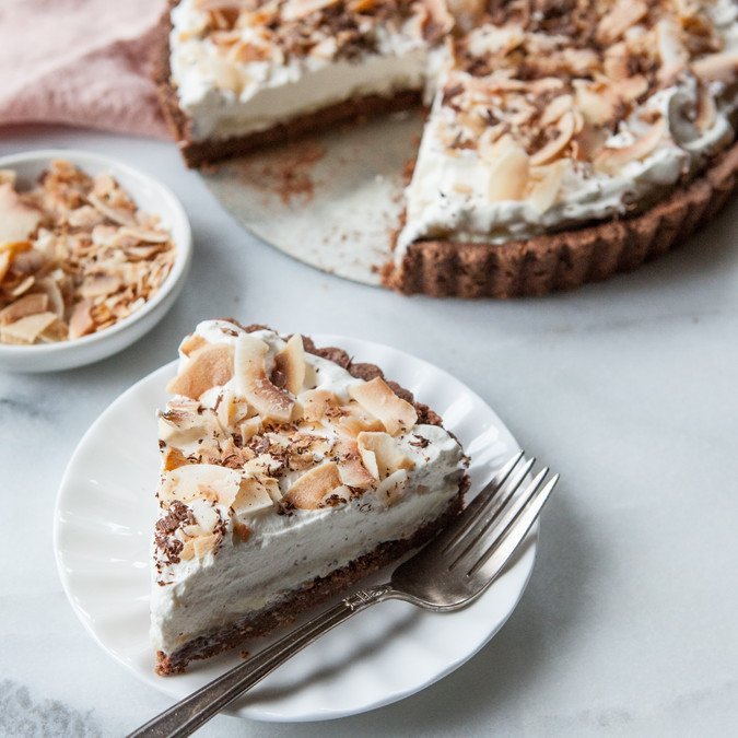 Coconut Cream Tart with Chocolate-Almond Crust | A Sweet Spoonful