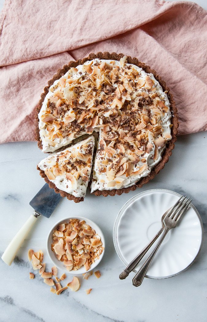 Coconut Cream Tart with Chocolate-Almond Crust | A Sweet Spoonful