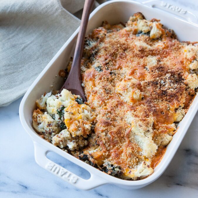 Cheesy Quinoa Cauliflower Bake